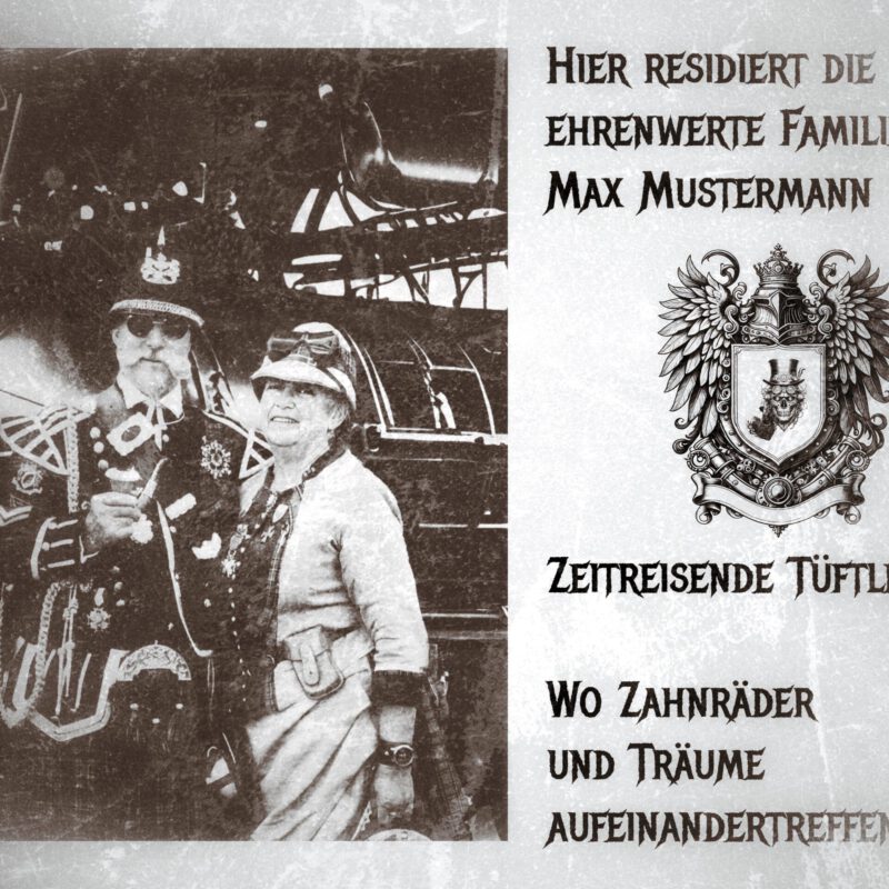 Steampunk-Türschilder – Variation 1: Zeitlose Eleganz trifft auf dampfgetriebenen Charme